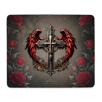 Elegant Decorative Artistic Cross with Wings. - Mouse Pad (horizontal) - white - Front