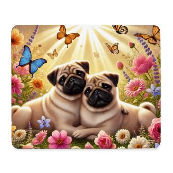 Conception d’amoureux des chiens carlin changeant dans le ciel - Tapis de souris (format paysage) - blanc - Devant