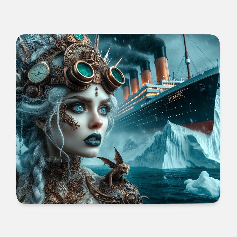 Steampunk Meerjungfrau Titanic - Mousepad (Querformat) - Weiß