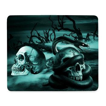 Schlange, Menschenschädel, dunkle landschaften - Mousepad (Querformat) - Weiß - Vorne