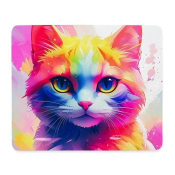 Lebendiges Regenbogenkatzen-Kunstwerk - Mousepad (Querformat) - Weiß - Vorne