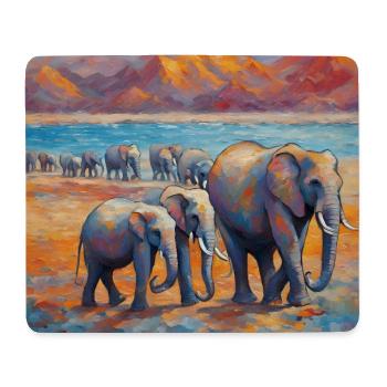 Farbenfrohe Elefanten am Fluss - Mousepad (Querformat) - Weiß - Vorne