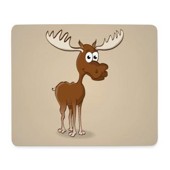 Bild eines fröhlichen Elchs im Cartoon-Stil - Mousepad (Querformat) - Weiß - Vorne