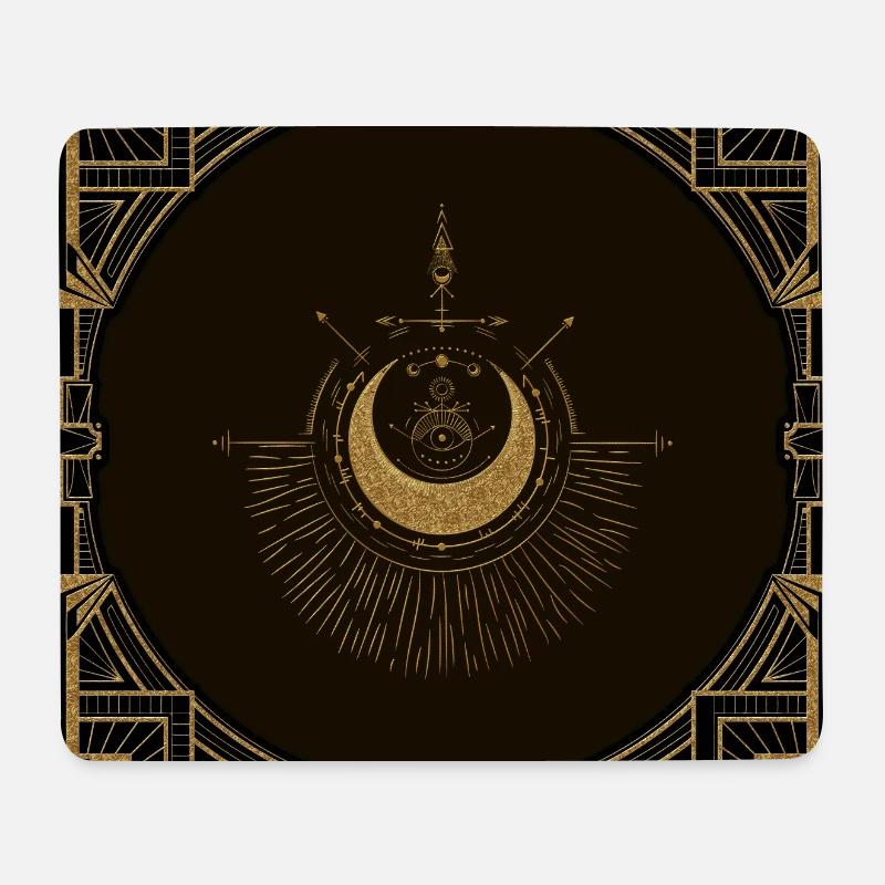 Harmonie der Elemente: Mond, Gold und Geometrie. - Mousepad (Querformat) - Weiß
