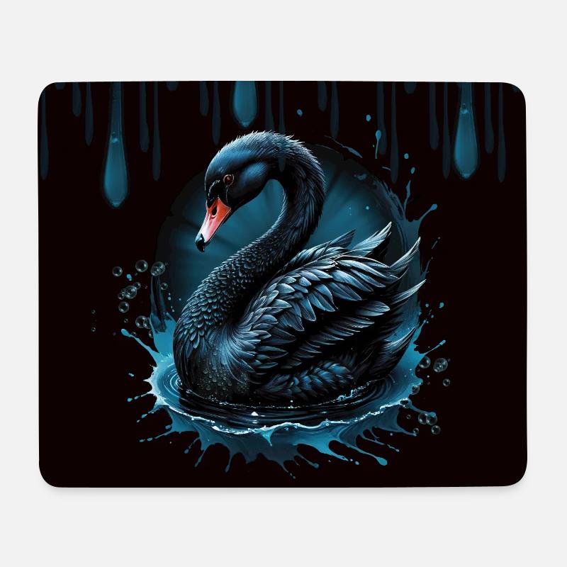 Eleganz in Bewegung, der schwarze Schwan - Mousepad (Querformat) - Weiß
