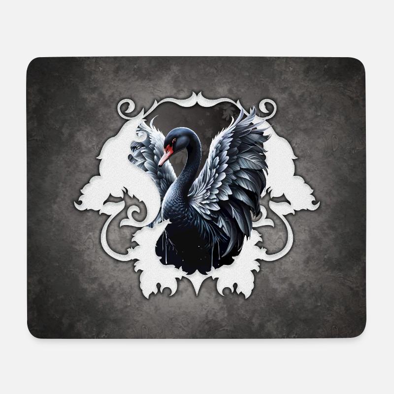 À l’ombre de l’élégance : un cygne noir. - Tapis de souris (format paysage) - blanc