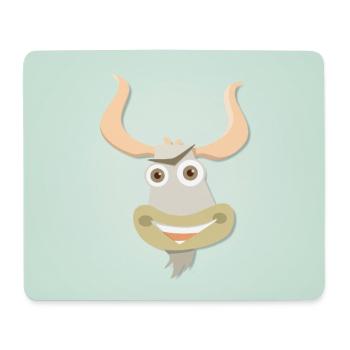 Cheerful illustration of a yak's head - Mouse Pad (horizontal) - white - Front
