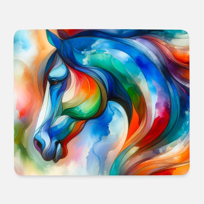 Pferdeportrait abstrakt - Mousepad (Querformat) - Weiß