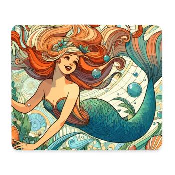 Meerjungfrau Nixe roten Haare Art Nouveau Geschenk - Mousepad (Querformat) - Weiß - Vorne