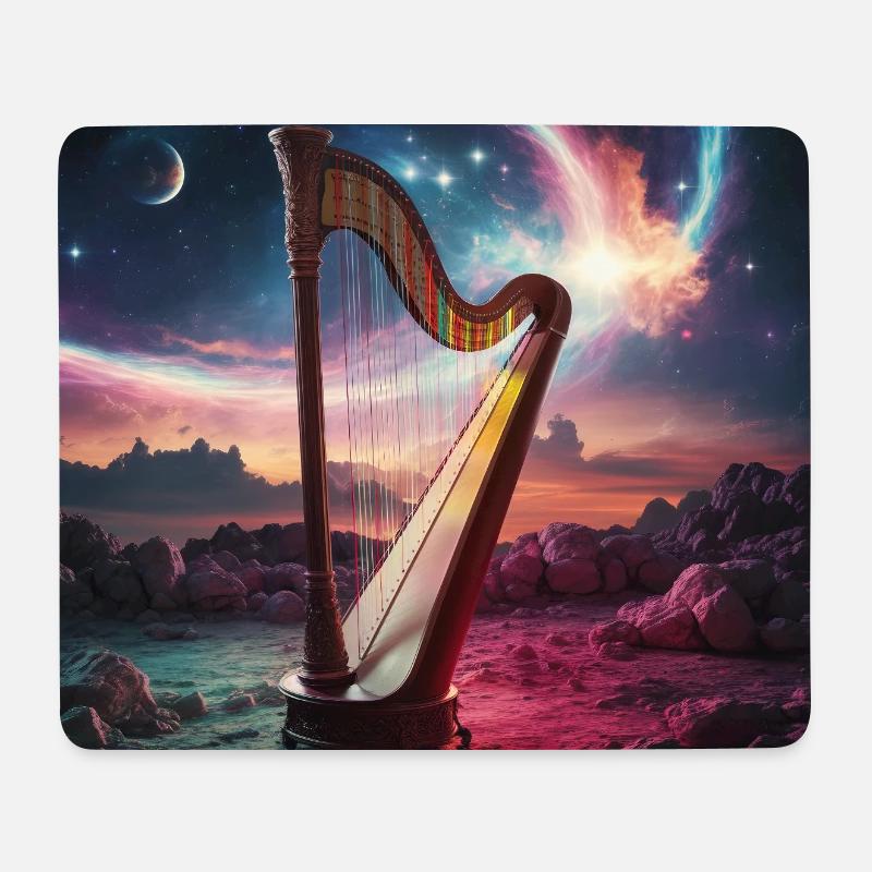Mystische Harfe Im Kosmischen Sternenhimmel - Mousepad (Querformat) - Weiß