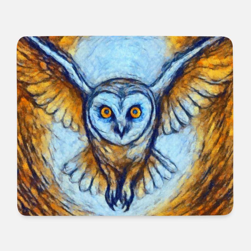 Leuchtende Eule im Flug - Mousepad (Querformat) - Weiß