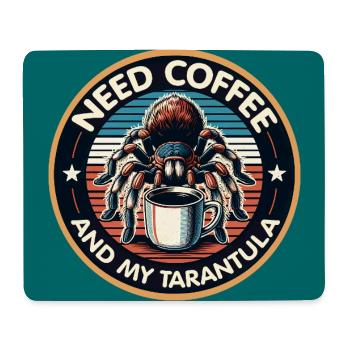 Brauche nur Kaffee und meine Spinne Tarantel - Mousepad (Querformat) - Weiß - Vorne
