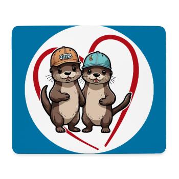 Zwei Fischotter mit Basecap Kumpels und Freunde - Mousepad (Querformat) - Weiß - Vorne