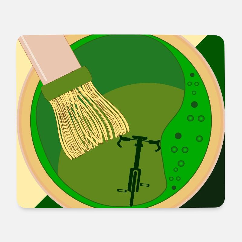 MATCHA GRÜNER TEE FAHRRAD RADFAHRERIN - Mousepad (Querformat) - Weiß