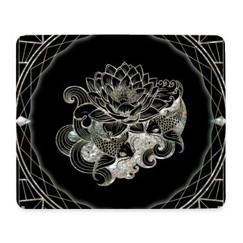Koi und Lotusblume im japanischen Stil - Mousepad (Querformat) - Weiß - Vorne