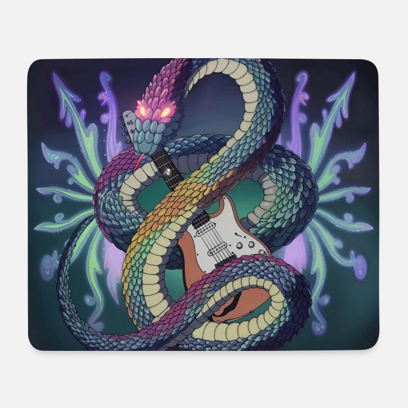Mythische Schlange Gitarre Illustration - Mousepad (Querformat) - Weiß