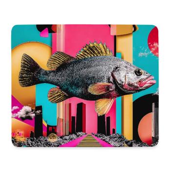 Schwimmender Fisch, Kreative Collage - Mousepad (Querformat) - Weiß - Vorne