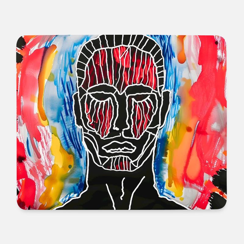 Abstraktes Porträt in leuchtenden Farben - Mousepad (Querformat) - Weiß