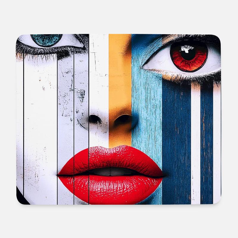 Farbenfrohes und ausdrucksstarkes Porträt - Mousepad (Querformat) - Weiß