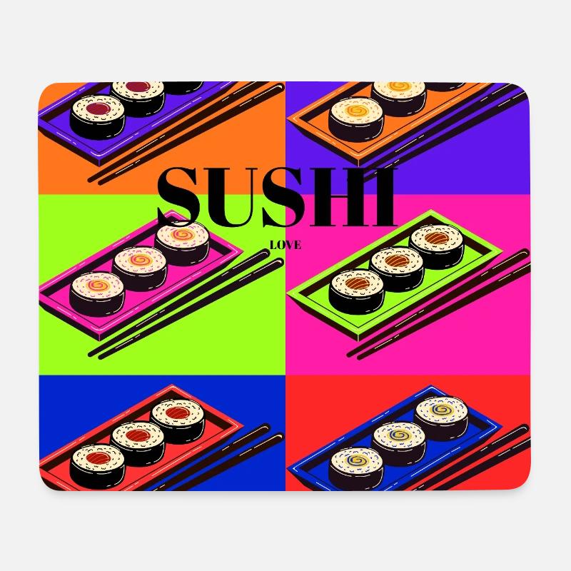 Bunte Sushi-Design mit Pop-Art-Stil - Mousepad (Querformat) - Weiß