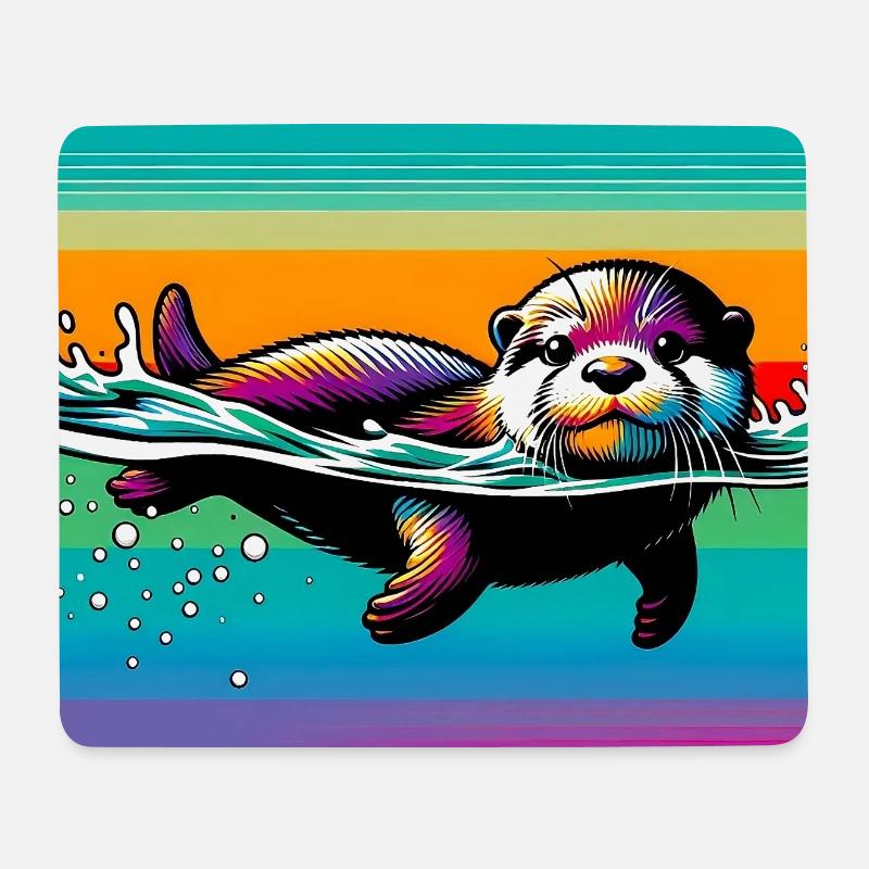 Otter - Mousepad (Querformat) - Weiß