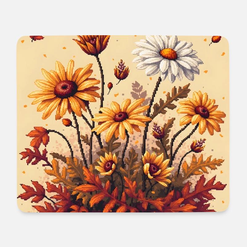 8-Bit Autumn Blooms - Mousepad (Querformat) - Weiß