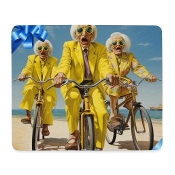 Humorvolle Senioren Radfahren Strand Sonnenbrille - Mousepad (Querformat) - Weiß - Vorne