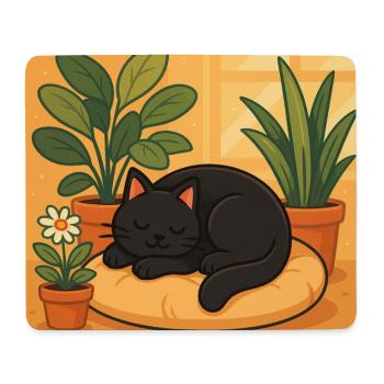 Cozy cat rest with plants - Mouse Pad (horizontal) - white - Front