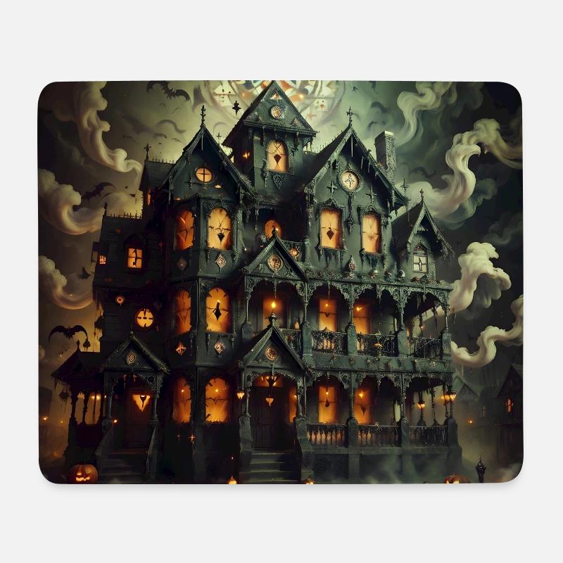 Spukhaftes Halloween Spukhaus Herrenhaus - Mousepad (Querformat) - Weiß