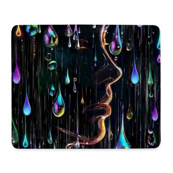 Portrait de pluie de néons avec gouttelettes - Tapis de souris (format paysage) - blanc - Devant