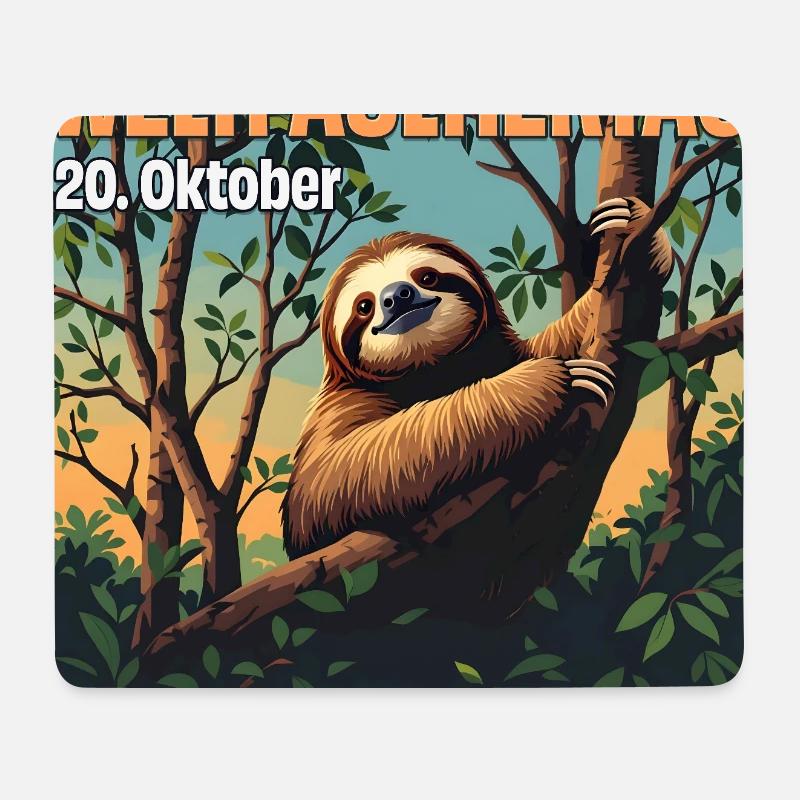 20. Oktober – Internationaler Tag des Faultiers - Mousepad (Querformat) - Weiß