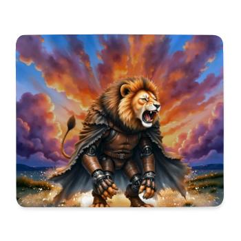Lion Warrior with Armor and Cape - Mouse Pad (horizontal) - white - Front