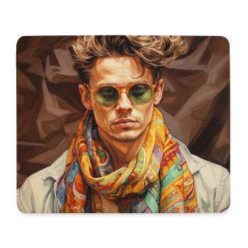 Bunter Schal Stilportrait - Mousepad (Querformat) - Weiß - Vorne
