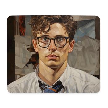 Geometric Portrait Glasses - Mouse Pad (horizontal) - white - Front