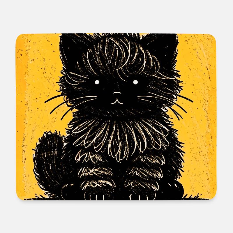 WuschelKatze (Gelb) - Mousepad (Querformat) - Weiß