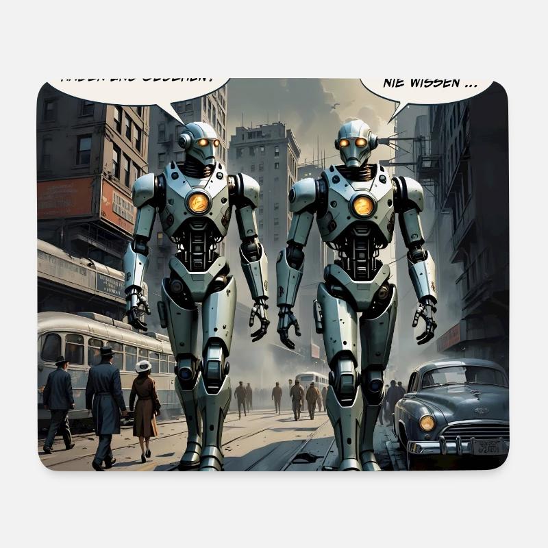 Roboter – "Glaubst du, sie haben uns gesehen?" - Mousepad (Querformat) - Weiß