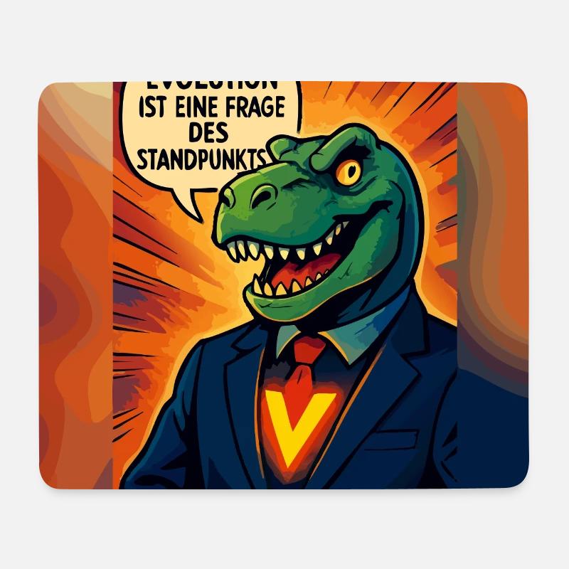 Dino in a suit – evolution is a matter of opinion - Mouse Pad (horizontal) - white