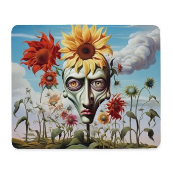 Surreal Sun Head Face - Mouse Pad (horizontal) - white - Front
