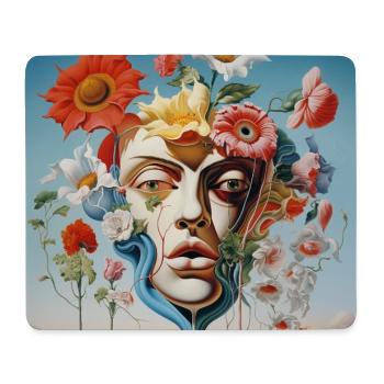 Floral Mask Portrait Surreal - Mouse Pad (horizontal) - white - Front
