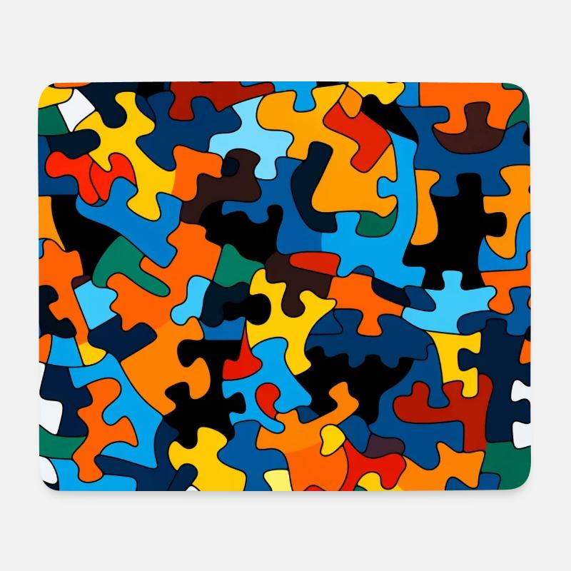 Colorful puzzle piece pattern - Mouse Pad (horizontal) - white
