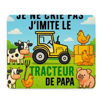 Papas Traktor und bunte Tiere - Mousepad (Querformat) - Weiß - Vorne