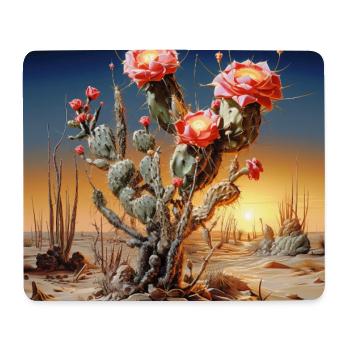 Kaktusblüten im Sonnenuntergang - Mousepad (Querformat) - Weiß - Vorne