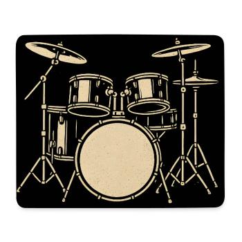 Black Silver Drumset Illustration - Mouse Pad (horizontal) - white - Front