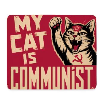 Mon chat est communiste - T-shirt de propagande Drôle de Chat - Tapis de souris (format paysage) - blanc - Devant