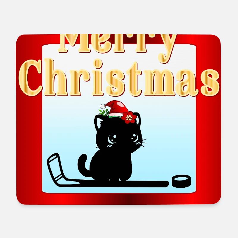 Weihnachts-Katzen-Hockey - Mousepad (Querformat) - Weiß