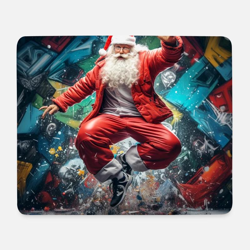 Graffiti du Père Noël Breakdance - Tapis de souris (format paysage) - blanc