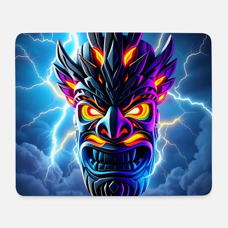 Donner-Tiki-Maske - Mousepad (Querformat) - Weiß