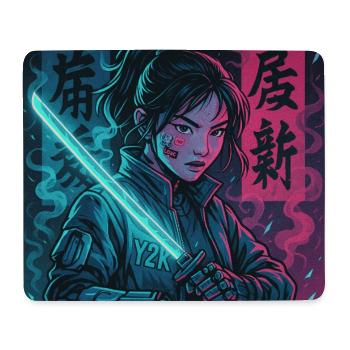 Cyber Samurai Girl Harajuku Y2K Anime Streetwear - Mousepad (Querformat) - Weiß - Vorne