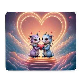 Neondrachen verliebt - Mousepad (Querformat) - Weiß - Vorne
