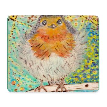 Rotkehlchen /Robin - Mousepad (Querformat) - Weiß - Vorne